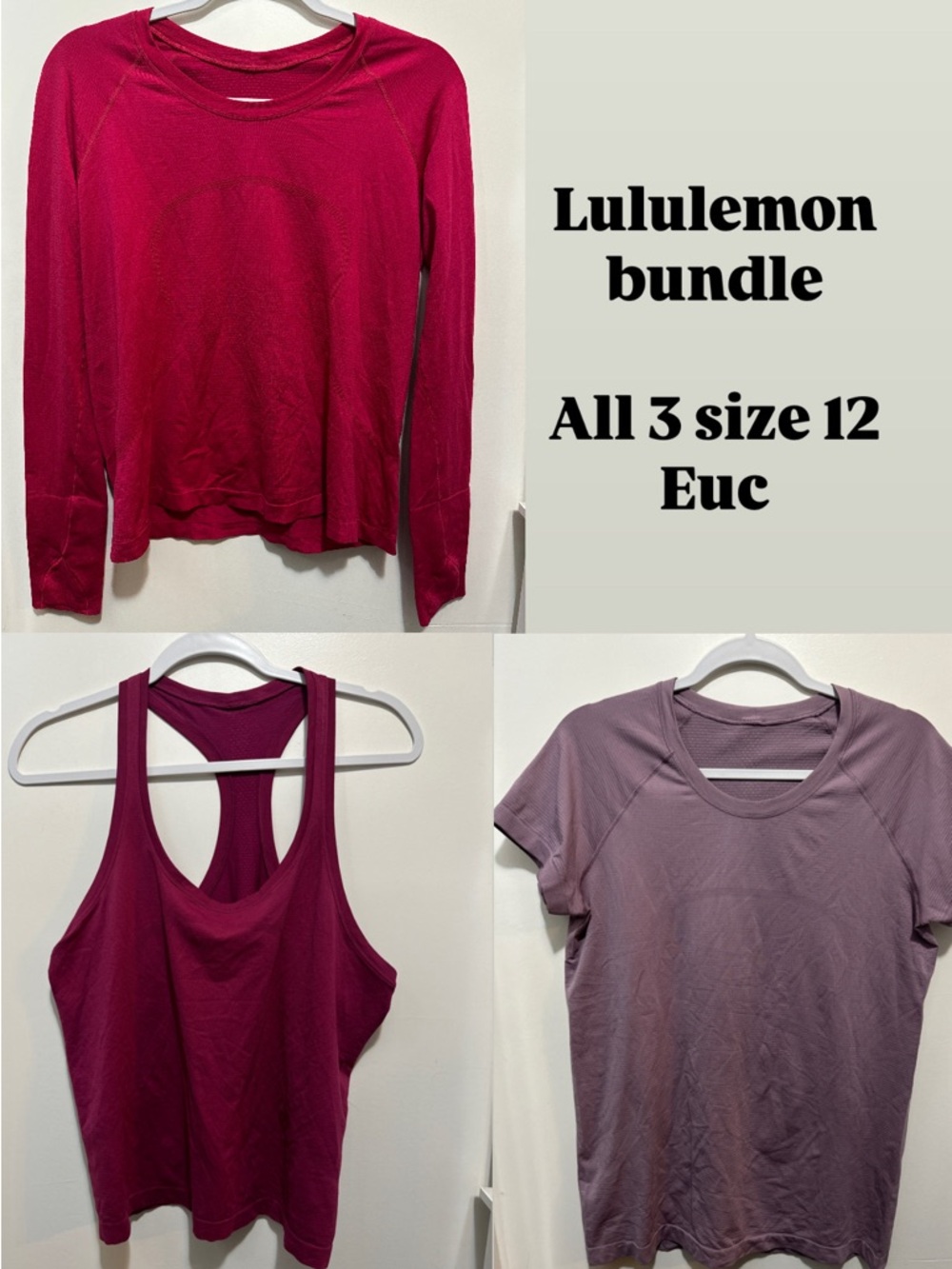 lululemon athletica Women's Long Sleeve & Tank Bundle - Deep Berry & Dusty Mauve